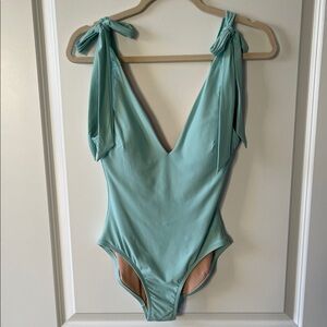 J.Crew Tie Shoulder V Neck One Piece Swimsuit